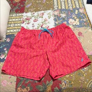 Nautica Pink Swim Trunks with Blue Accents